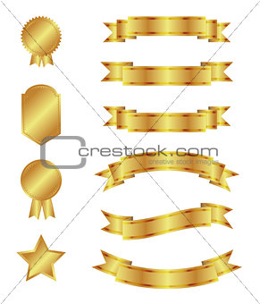 Gold ribbons and badges