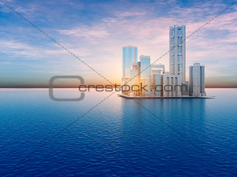 Floating City on Water