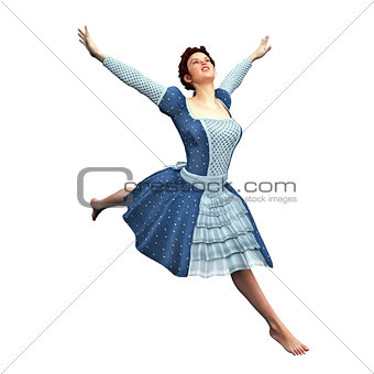 Young Lady Leap Isolated