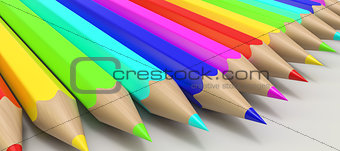 Color pencils in a row