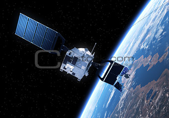 Crashed Satellite Flying Toward The Earth