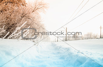 Winter trail along the railroad