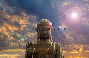 Big Bronze Buddha with Clouds Background