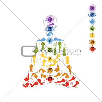 Yoga lotus pose made from asanas for your design