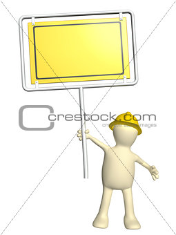 3d puppet-builder with emergency sign