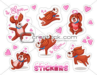 greeting card funny dogs with hearts.
