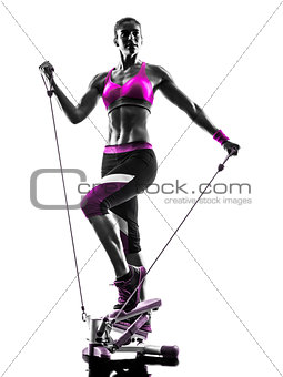 woman fitness stepper silhouette