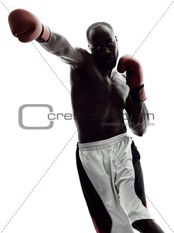 man boxers boxing isolated silhouette