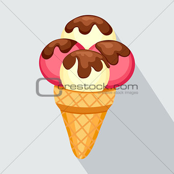 Ice Cream vector illustration eps 10. Background of strawberry and vanilla Ice Cream dessert.