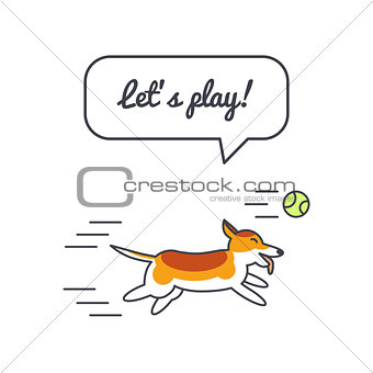 Running corgi dog with speech bubble and saying