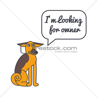 Adult dog with speech bubble and saying