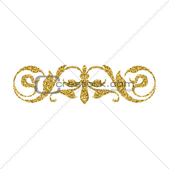 Gold glitter swirl, vintage ornament