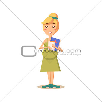 Pregnant Woman with Doctor Paperwork. Vector Illustration