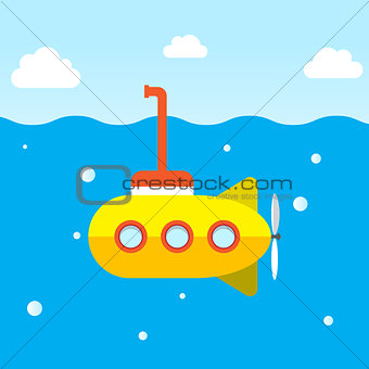 yellow submarine explore under the ocean