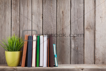 Wooden shelf with books