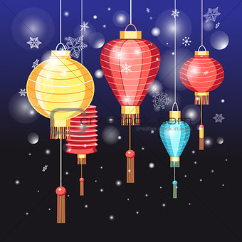 Chinese red lanterns holidays