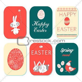 Happy Easter greeting cards set 