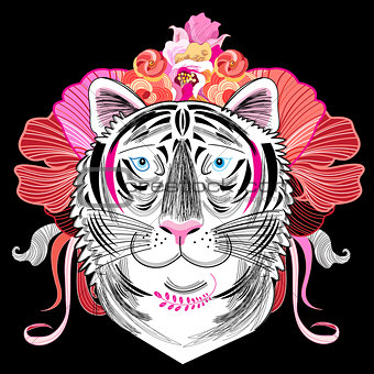graphic decorative portrait of a tiger