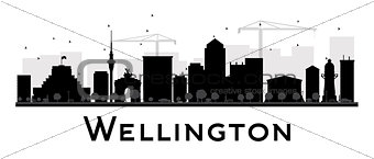 Wellington City skyline black and white silhouette