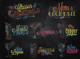 Cocktail menu colored chalk