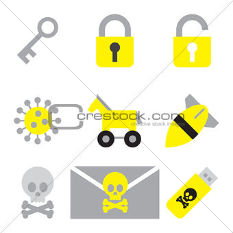 computer security icon set flat