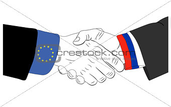 Friendly Russian-EU handshake