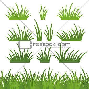 Green grass, seamless and set