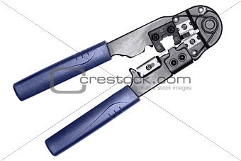 Network cable crimper on white