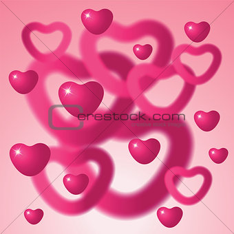 Heart shapes on pink background.