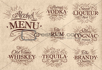 Set alcohol menu retro