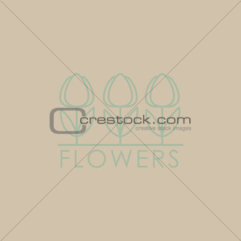 Flower Shop Icon and Lettering Set