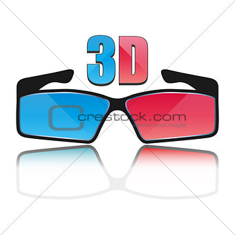 Icon 3D glasses, vector illustration.