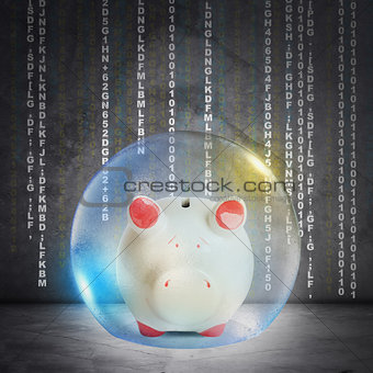 Piggy bank in bubble