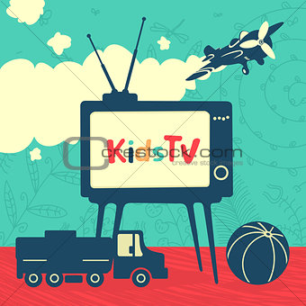 Set of vector elements Kid Television