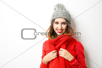 Smiling Girl in Winter Clothes
