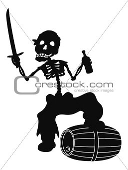 Jolly Roger skeleton, black silhouettes