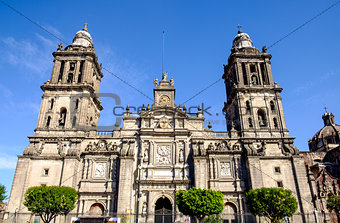 Front view of Cathedral Metropolitana in Mexico city