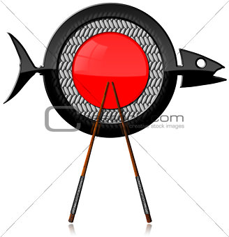 Sushi - Symbol with Fish and Chopsticks
