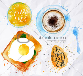 Breakfast toast egg juice