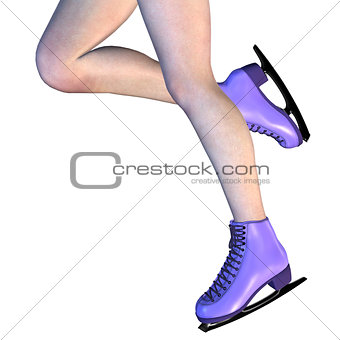 Female Legs in Violet Ice Skates