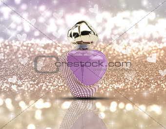 3D perfume bottle on glitter background