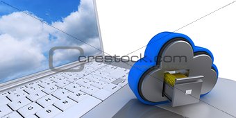 3D Cloud Drive Icon on computer