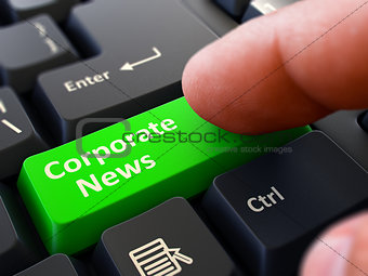 Corporate News Concept. Person Click Keyboard Button.