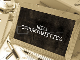 New Opportunities - Chalkboard with Hand Drawn Text.