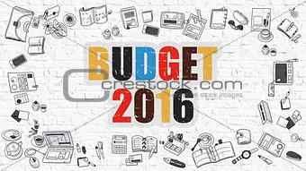 Budget 2016 Concept with Doodle Design Icons.