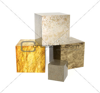 Four boxes with marble textures