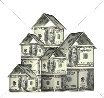 Houses from dollars banknotes