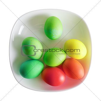 Easter eggs on plate