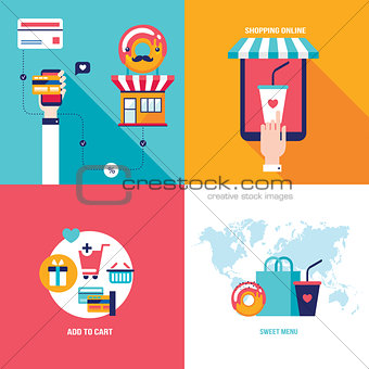 Online shopping Food order Mobile payment e-commerce business concept