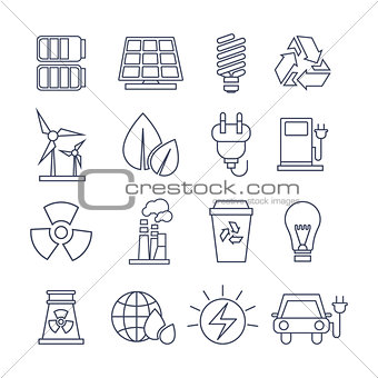 Hand Drawn Eco Energy Icons Set